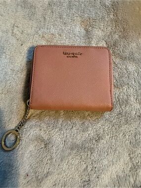 Kate Spade light mauve Saffiano Leather Card Wallet with Keyring